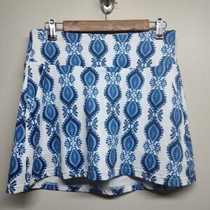 Cabana Life Mini Skort Women Size S White Blue Floral 50+ UV Protection Sporty